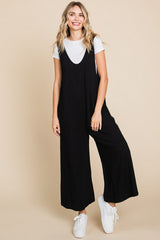 Black V-Neck Wide Leg Maternity Jumpsuit