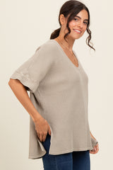 Sage Waffle Knit V-Neck Top