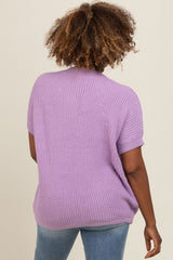 Lavender V-Neck Chunky Knit Sweater Top