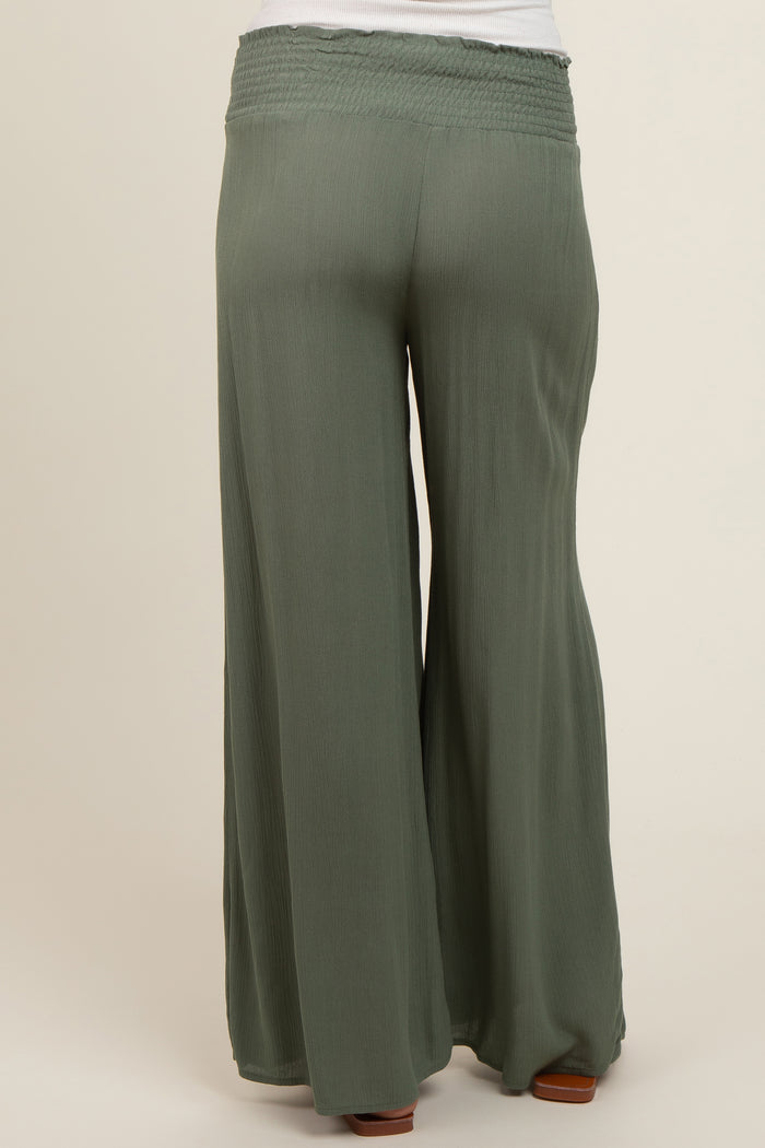 Olive Wide Smock Waist Maternity Pants
