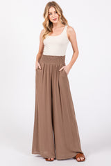 Mocha Wide Smock Waist Maternity Pants