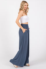 Blue Wide Smock Waist Pants