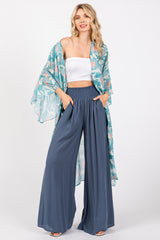 Blue Wide Smock Waist Pants