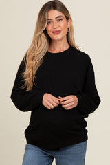 Black Drop Shoulder Maternity Sweatshirt