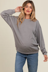 Grey Drop Shoulder Maternity Sweatshirt