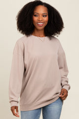 Beige Drop Shoulder Maternity Sweatshirt