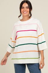 Ivory Multicolor Stripe Maternity Sweater Top