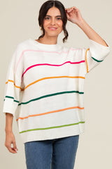 Ivory Multicolor Stripe Sweater Top