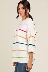 Ivory Multicolor Stripe Sweater Top