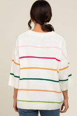 Ivory Multicolor Stripe Sweater Top