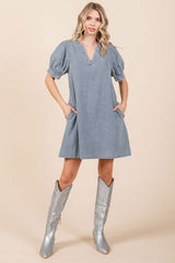 Blue Denim Pocketed Dress