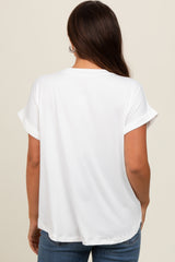 Ivory V-Neck Pocket Short Sleeve Maternity Shirt