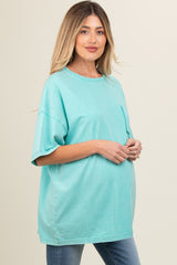 Aqua Faded Wash Maternity Short Sleeve Top