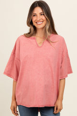 Salmon Washed Cotton Jersey Oversized Maternity Top