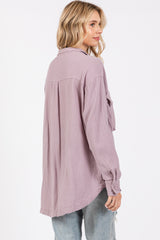 Lavender Cottom Gauze Button Down Shirt