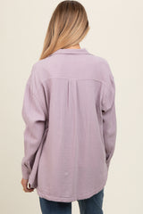 Lavender Cotton Gauze Button Down Maternity Shirt