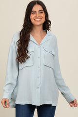 Light Blue Cotton Gauze Button Down Shirt