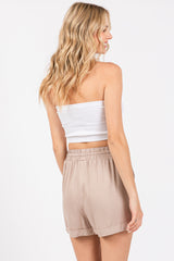 Taupe Drawstring Waist Tie Shorts