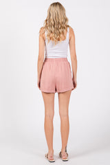 Pink Drawstring Waist Tie Shorts