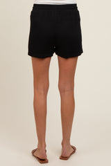 Black Drawstring Waist Tie Maternity Shorts