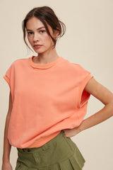 Orange Terry Raw Trim Top