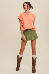 Orange Terry Raw Trim Top