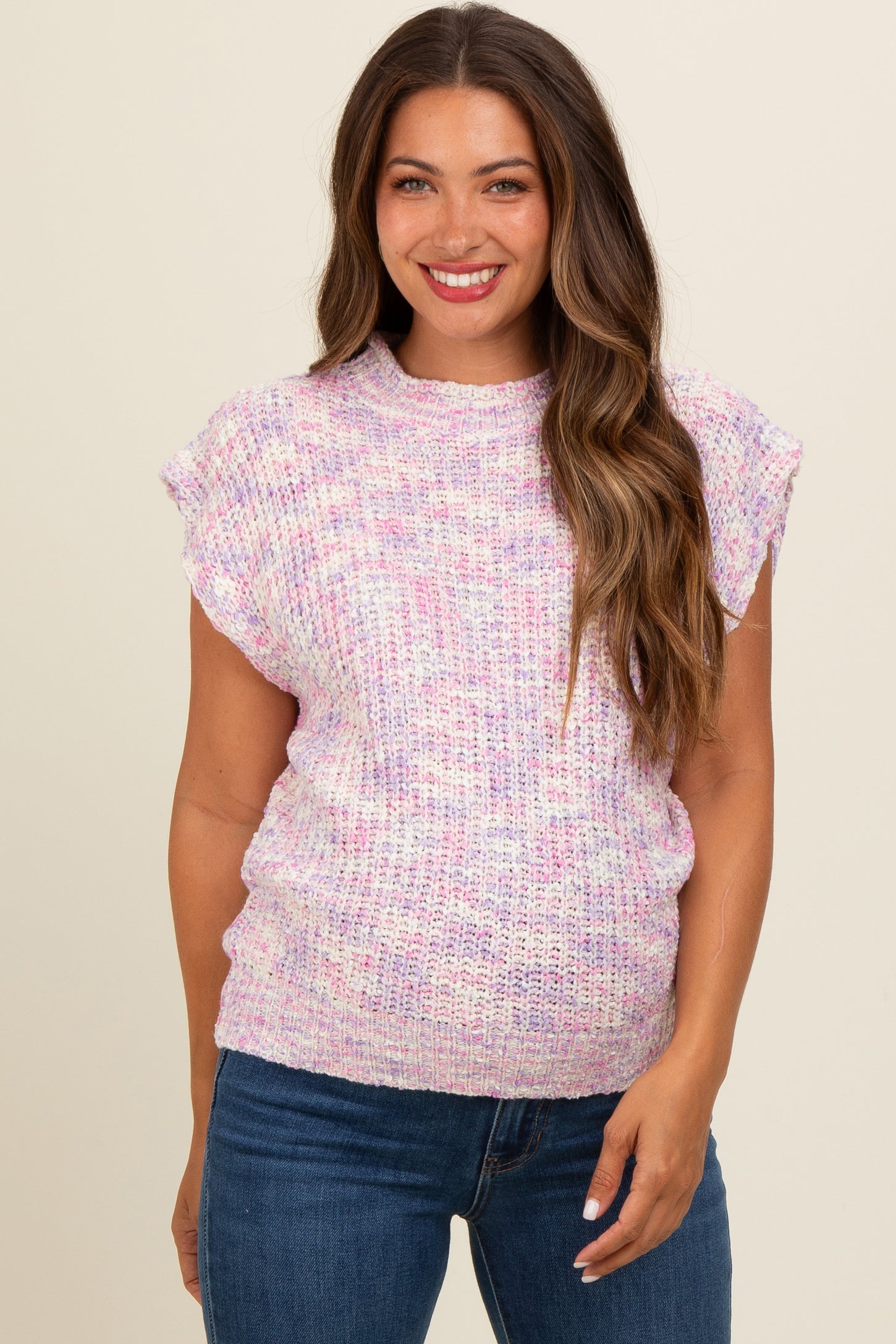 Lavender Multicolor Maternity Sweater Vest