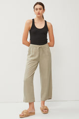 Light Olive Front Tie Cropped Maternity Pants