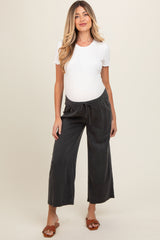 Charcoal Front Tie Cropped Maternity Pants