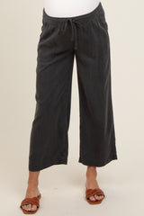 Charcoal Front Tie Cropped Maternity Pants