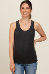 Charcoal Sleeveless Ribbed Maternity Top