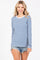 Blue Striped Long Sleeve Ribbed Top
