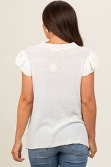 White Ruffle Short Sleeve Maternity Top