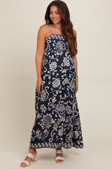 Navy Floral Maternity Maxi Dress