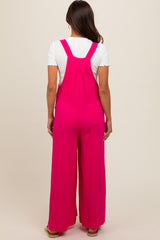 Fuchsia Pocket Front Maternity Wide Leg Jumpsuit