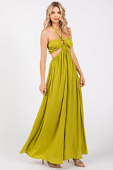 Lime Halter Cutout Maxi Dress