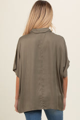 Olive Dolman Sleeve Button Down Maternity Blouse