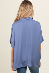 Blue Dolman Sleeve Button Down Maternity Blouse