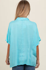 Aqua Dolman Sleeve Button Down Maternity Blouse