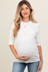 Ivory Cable Knit Maternity Short Sleeve Top