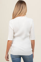 Ivory Cable Knit Maternity Short Sleeve Top