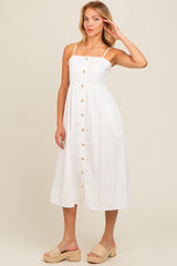 Ivory Sleeveless Button Down Midi Dress