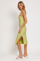 Light Green Halter Neck Sweater Midi Dress