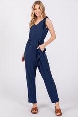 Navy Tie Strap Jumpsuit