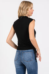 Black Ruched Side Tie Tank Top