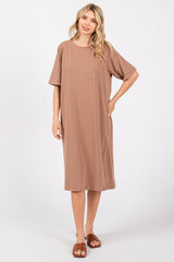 Mocha Oversized Round Neck T-Shirt Maternity Dress