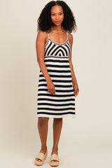 Ivory Crochet Striped Sleeveless Maternity Dress