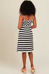 Ivory Crochet Striped Sleeveless Dress