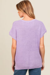 Lavender Dolman Short Sleeve Side Slit Maternity Sweater Top