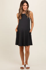 Charcoal Foil Detailed Maternity Dress